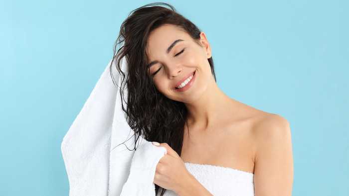 Lady blot drying her hair Lady blot drying her hair