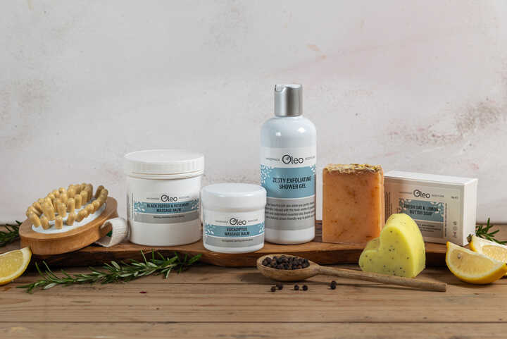 Oleo products including beautifully fragranced massage balms